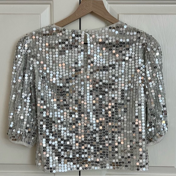 ASOS Sequin Top Silver Size 8 - Picture 4 of 5